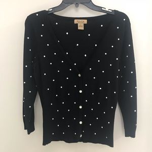Polka Dot Peck & Peck Button Cardigan Size Small